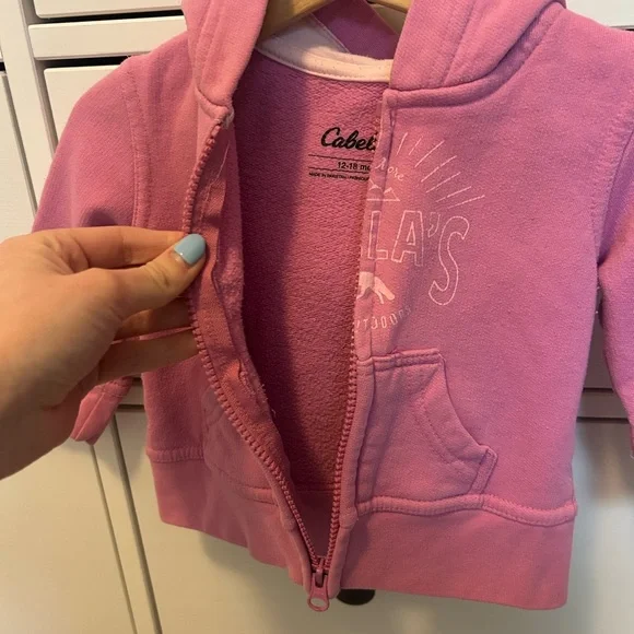 Cabelas pink zip up hooded jacket size 12-18 months - Picture 3 of 5